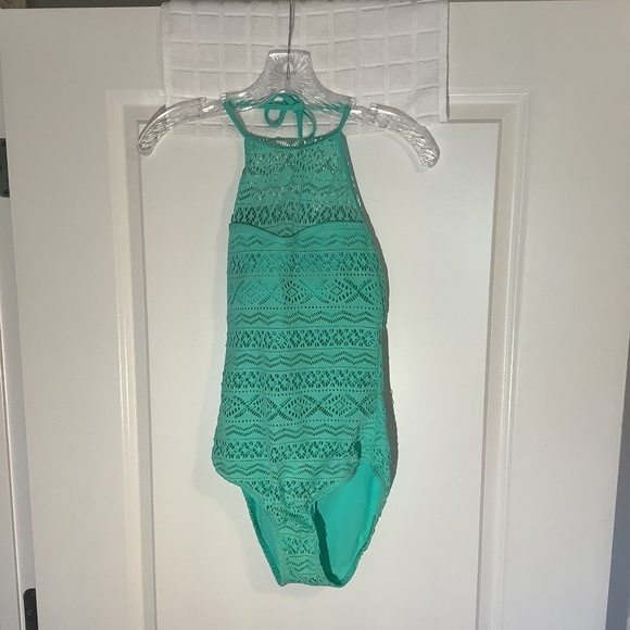 Gossip One Piece Lace Swimsuit Halter Top/ Patted Bra  Mint Green Size S - Picture 1 of 6